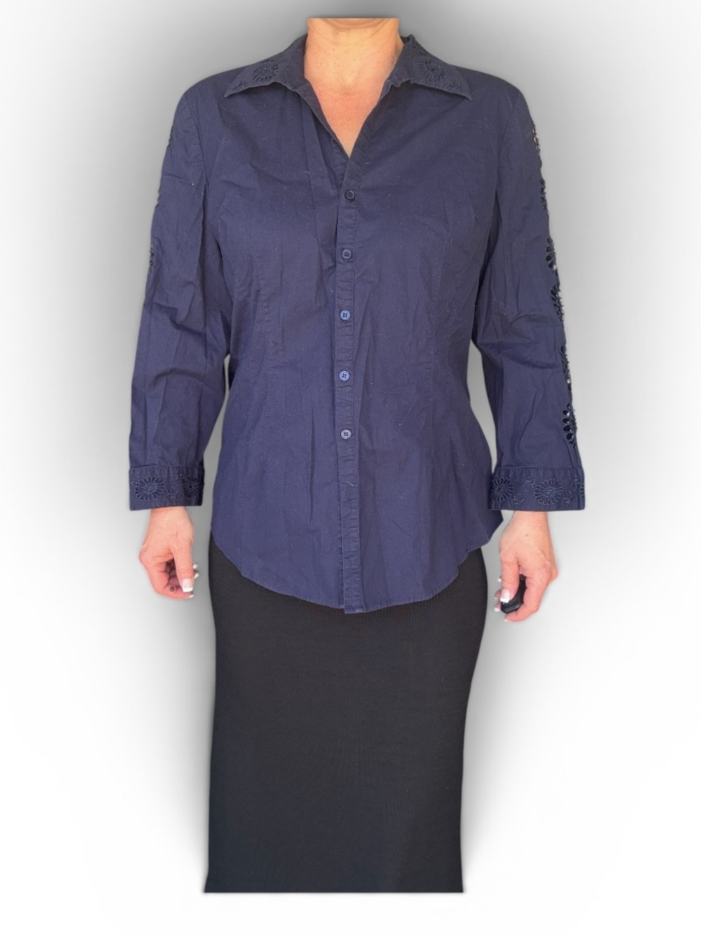 Kennar button up long sleeve knit top